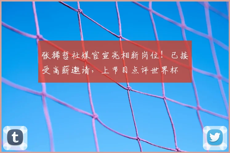 张稀哲社媒官宣亮相新岗位!已接受高薪邀请,上节目点评世界杯